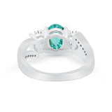 3 Stone Oval Wedding Ring Simulated Cubic Zirconia 925 Sterling Silver