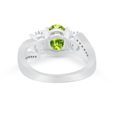 3 Stone Oval Wedding Ring Simulated Cubic Zirconia 925 Sterling Silver