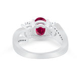 3 Stone Oval Wedding Ring Simulated Cubic Zirconia 925 Sterling Silver