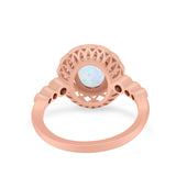 Vintage Style Bezel Oval Ring Simulated Cubic Zirconia 925 Sterling Silver