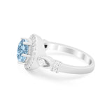 Halo Engagement Ring Simulated Cubic Zirconia 925 Sterling Silver