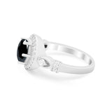 Halo Engagement Ring Simulated Cubic Zirconia 925 Sterling Silver