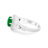 Halo Engagement Ring Simulated Cubic Zirconia 925 Sterling Silver