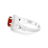 Halo Engagement Ring Simulated Cubic Zirconia 925 Sterling Silver