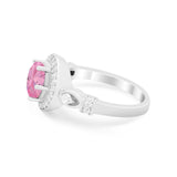 Halo Engagement Ring Simulated Cubic Zirconia 925 Sterling Silver