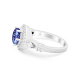 Halo Engagement Ring Simulated Cubic Zirconia 925 Sterling Silver