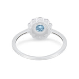Floral Wedding Ring Petite Dainty Simulated Cubic Zirconia 925 Sterling Silver