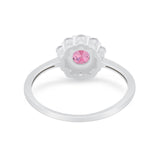 Floral Wedding Ring Petite Dainty Simulated Cubic Zirconia 925 Sterling Silver