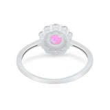 Floral Wedding Ring Petite Dainty Simulated Cubic Zirconia 925 Sterling Silver