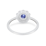 Floral Wedding Ring Petite Dainty Simulated Cubic Zirconia 925 Sterling Silver