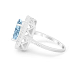 Halo Oval Simulated Cubic Zirconia 925 Sterling Silver Engagement Ring