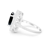 Halo Oval Simulated Cubic Zirconia 925 Sterling Silver Engagement Ring