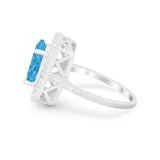 Halo Oval Simulated Cubic Zirconia 925 Sterling Silver Engagement Ring