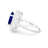 Halo Oval Simulated Cubic Zirconia 925 Sterling Silver Engagement Ring