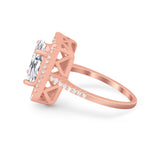 Halo Oval Simulated Cubic Zirconia 925 Sterling Silver Engagement Ring