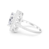 Halo Oval Simulated Cubic Zirconia 925 Sterling Silver Engagement Ring