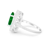 Halo Oval Simulated Cubic Zirconia 925 Sterling Silver Engagement Ring