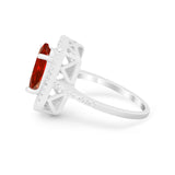 Halo Oval Simulated Cubic Zirconia 925 Sterling Silver Engagement Ring