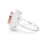 Halo Oval Simulated Cubic Zirconia 925 Sterling Silver Engagement Ring