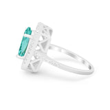 Halo Oval Simulated Cubic Zirconia 925 Sterling Silver Engagement Ring