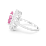Halo Oval Simulated Cubic Zirconia 925 Sterling Silver Engagement Ring