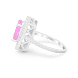 Halo Oval Simulated Cubic Zirconia 925 Sterling Silver Engagement Ring