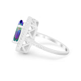 Halo Oval Simulated Cubic Zirconia 925 Sterling Silver Engagement Ring