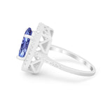 Halo Oval Simulated Cubic Zirconia 925 Sterling Silver Engagement Ring