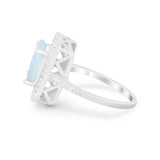 Halo Oval Simulated Cubic Zirconia 925 Sterling Silver Engagement Ring