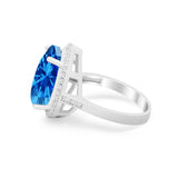 Teardrop Cocktail Engagement Ring Pear Simulated Cubic Zirconia 925 Sterling Silver