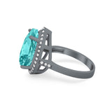 Teardrop Cocktail Engagement Ring Pear Simulated Cubic Zirconia 925 Sterling Silver