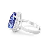 Teardrop Cocktail Engagement Ring Pear Simulated Cubic Zirconia 925 Sterling Silver