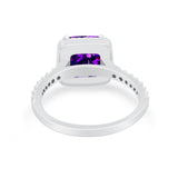 Halo Princess Cut Wedding Ring Simulated Cubic Zirconia 925 Sterling Silver