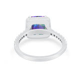Halo Princess Cut Wedding Ring Simulated Cubic Zirconia 925 Sterling Silver