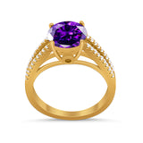 Vintage Style Round Simulated Cubic Zirconia Engagement Ring 925 Sterling Silver