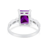 Radiant Cut Shank Simulated Cubic Zirconia 925 Sterling Silver Engagement Ring