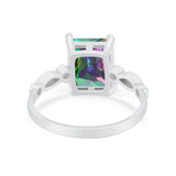 Radiant Cut Shank Simulated Cubic Zirconia 925 Sterling Silver Engagement Ring