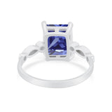 Radiant Cut Shank Simulated Cubic Zirconia 925 Sterling Silver Engagement Ring