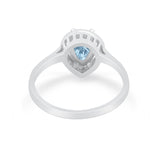 Solitaire Wedding Ring Pear Simulated Cubic Zirconia 925 Sterling Silver