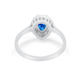 Solitaire Wedding Ring Pear Simulated Cubic Zirconia 925 Sterling Silver