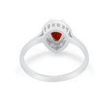 Solitaire Wedding Ring Pear Simulated Cubic Zirconia 925 Sterling Silver