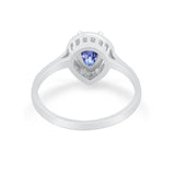 Solitaire Wedding Ring Pear Simulated Cubic Zirconia 925 Sterling Silver