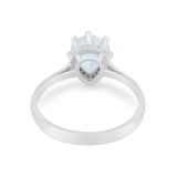 Teardrop Pear Wedding Ring Simulated Cubic Zirconia 925 Sterling Silver