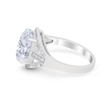 Art Deco Engagement Bridal Ring Simulated Cubic Zirconia 925 Sterling Silver BA1059