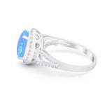 Halo Art Deco Engagement Ring Round Simulated Cubic Zirconia 925 Sterling Silver
