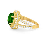 Vintage Style Oval Engagement Ring Round Simulated CZ 925 Sterling Silver