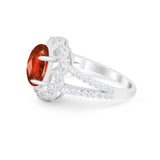 Vintage Style Oval Engagement Ring Round Simulated CZ 925 Sterling Silver