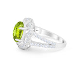 Vintage Style Oval Engagement Ring Round Simulated CZ 925 Sterling Silver