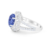 Vintage Style Oval Engagement Ring Round Simulated CZ 925 Sterling Silver