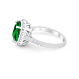 Halo Cushion Cut Engagement Ring Round Simulated Cubic Zirconia 925 Sterling Silver BA1066